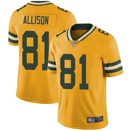 Green Bay Packers Limited Gold Men #81 Allison Geronimo Jersey Nike NFL Rush Vapor Untouchable->green bay packers->NFL Jersey